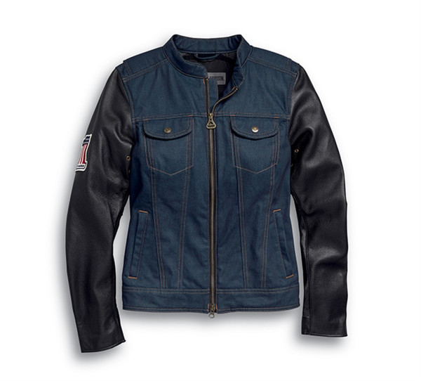 Damen Motorrad Jeansjacke Arterial #1 BlauSchwarz | Harley 98009 20EW Harley Davidson women´s Leather Jacket Sidari at