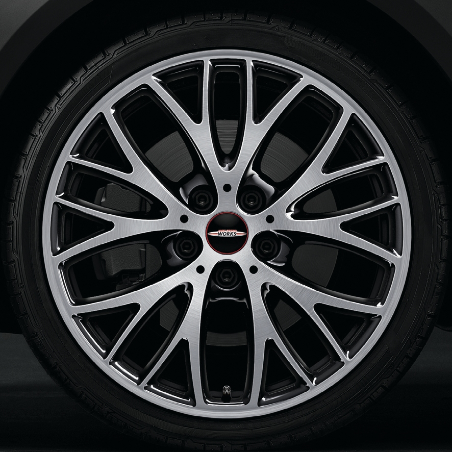 MINI Kompletträder JCW Cross Spoke Schwarz II Uni / Jet Black Uni glanzgedreht JCW 506