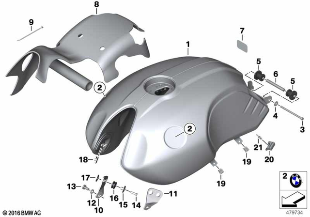 BMW Aluminium - Tank handgebürstet, mit sichtbarer Schweißnaht