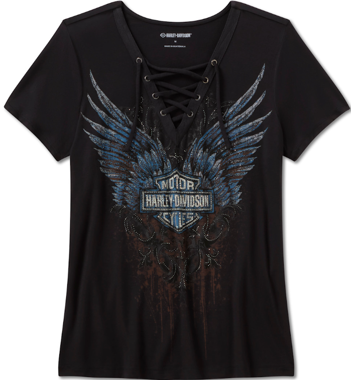 Harley Davidson Women's Bling Dark Angel Short Shirt