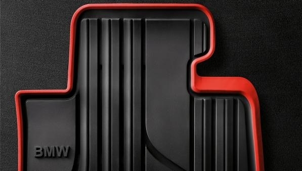 BMW Allwetter Fußmatten Gummimatten SPORT hinten anthrazit / rot 1er F20 / F20 LCI