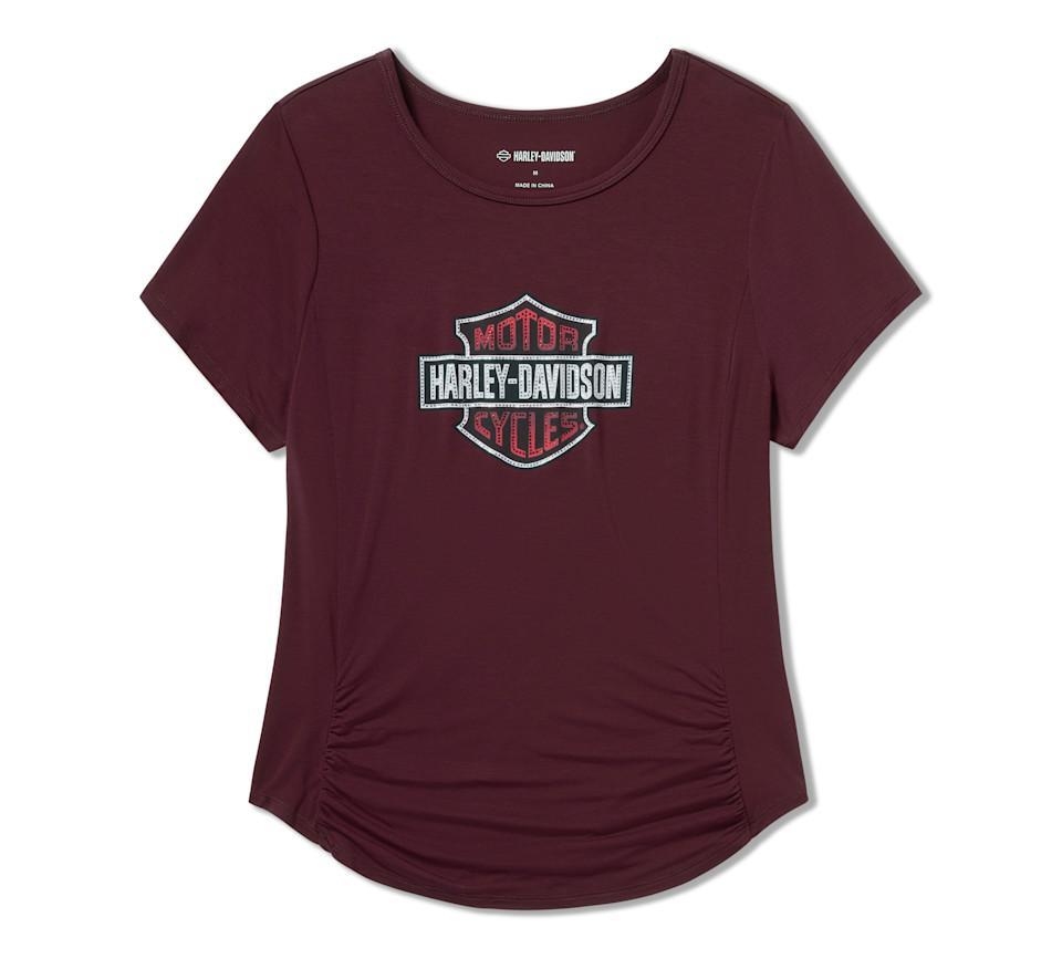Harley Davidson Beveled Bar & Shield Bling Top - Maroon Banner