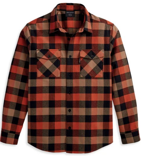Harley Davidson Essence Hemd für Herren - Orange Kariert