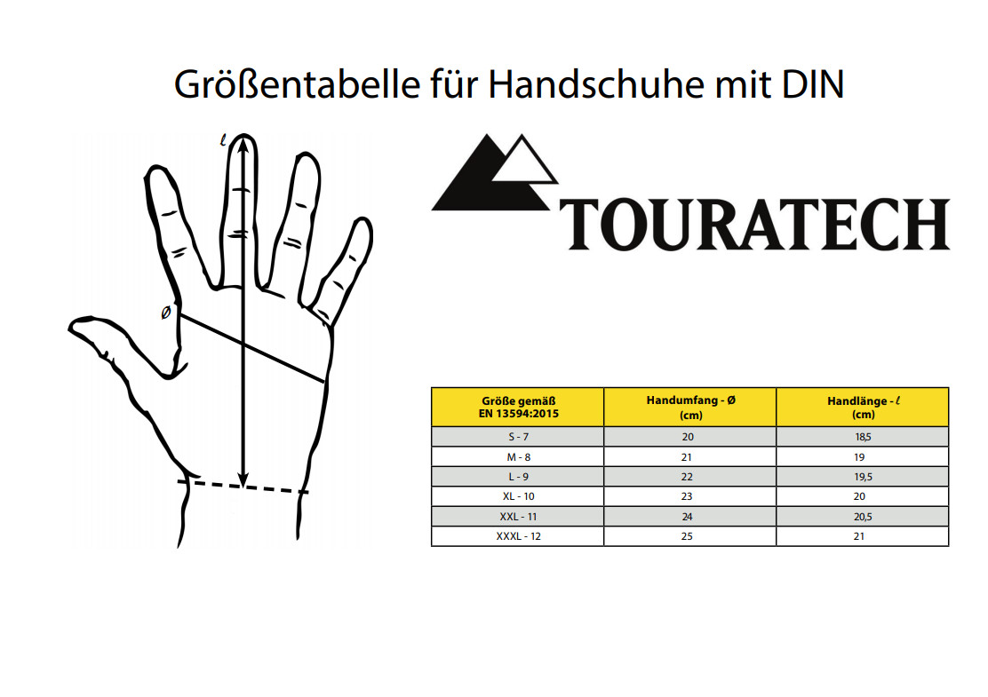 Touratech Motorrad Handschuhe die passende Größe finden